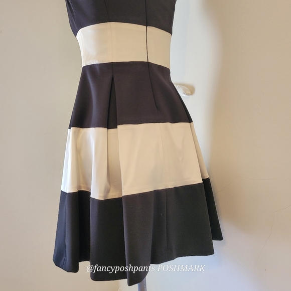 RALPH LAUREN formal tiered fully lined satiny stripe dress cocktail party dance - Picture 4 of 17